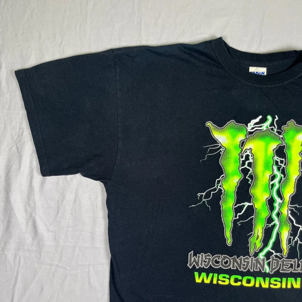 Gildan T-Shirt Mens XL Black Wisconsin Dells Monster Energy Style Tee
